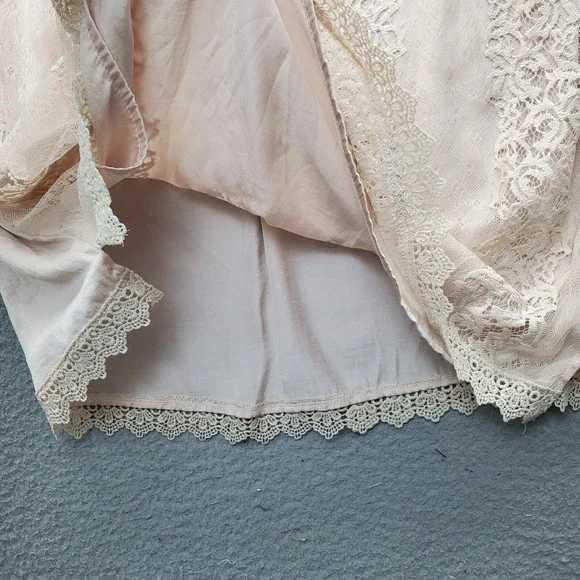 Mystree Blouse Tops Womens L Tan‎ Lined Blush Lace Cowboy Outfitters Sleeveless - Picture 4 of 8